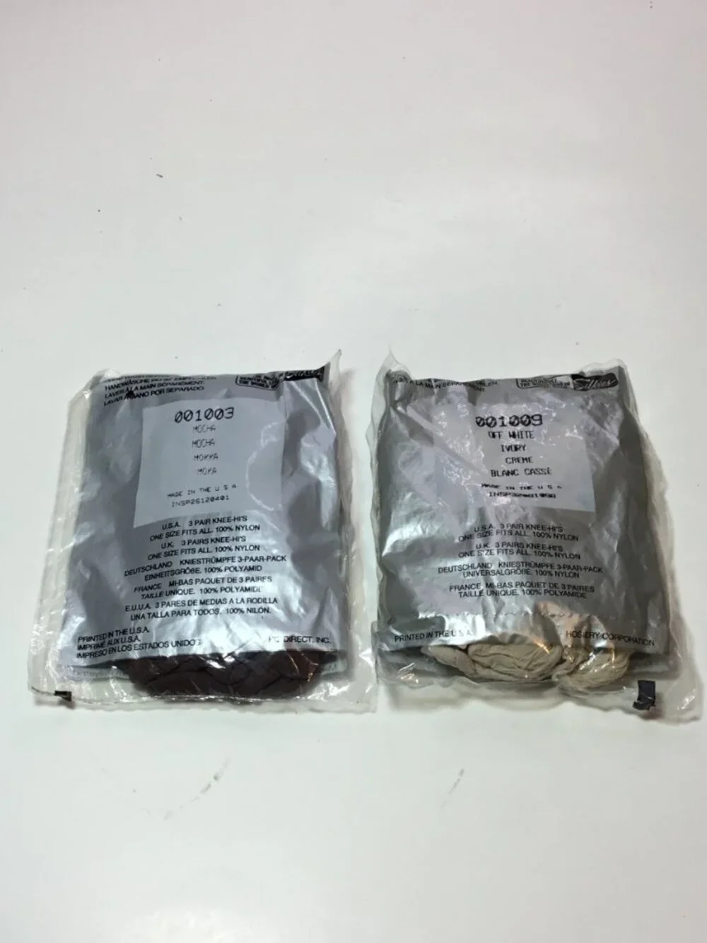 New Vintage 90s Silkies Variety Lot of 2 Knee-Hi’s USA Made Mocha And Ivory NOS